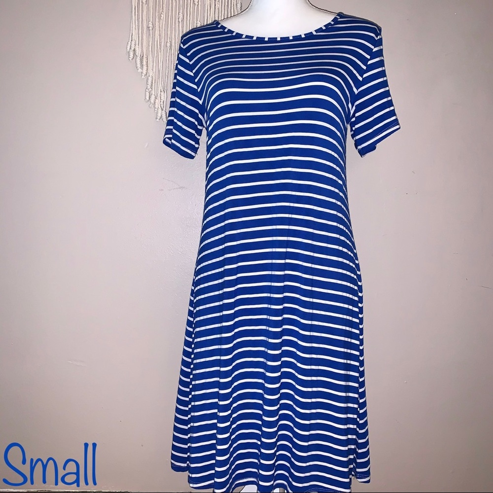 Top It Off Blue & White Striped Dress, Small